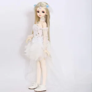 1/4 BJD Doll Can Choose Eyes with BJD Clothes Wigs Shoes Makeup 100% Handmade Beauty Silicone Reborn Doll Toy,Blueeyeball