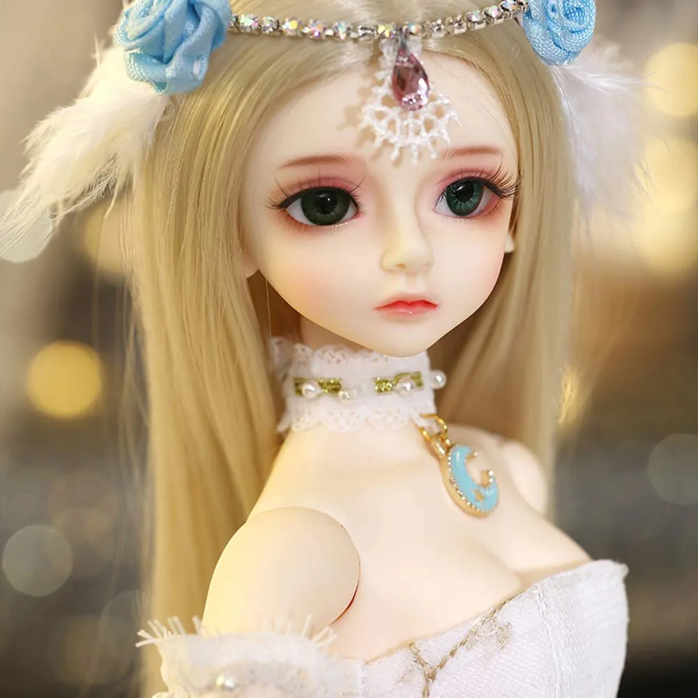 1/4 BJD Doll Can Choose Eyes with BJD Clothes Wigs Shoes Makeup 100% Handmade Beauty Silicone Reborn Doll Toy,Blueeyeball