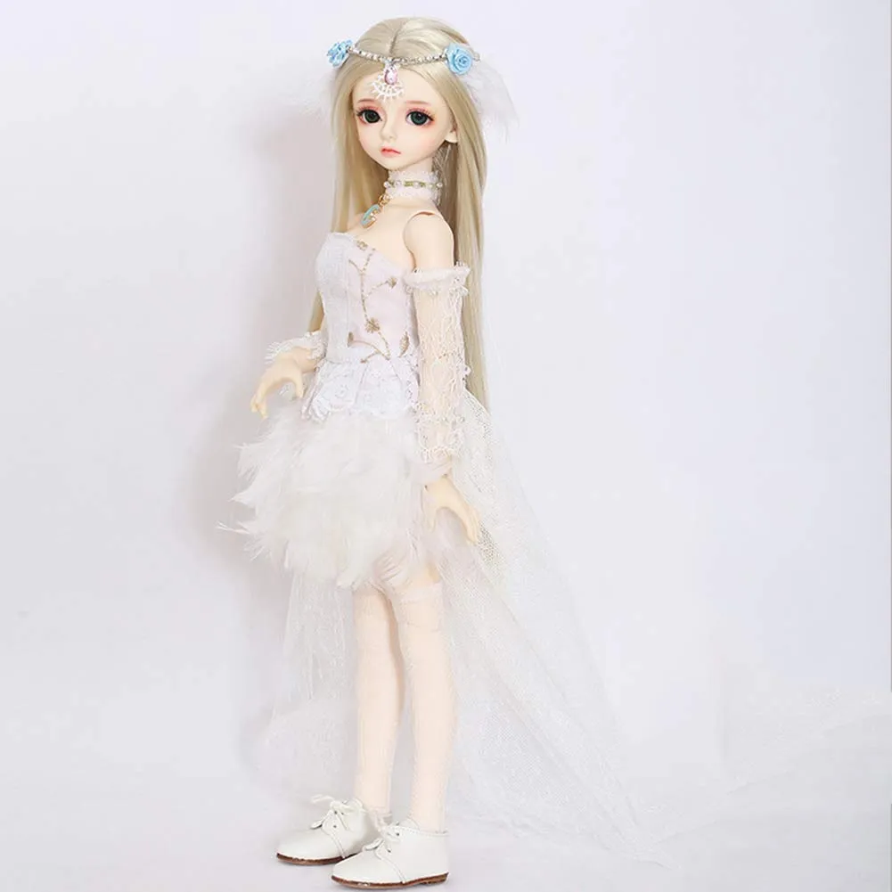 1/4 BJD Doll Can Choose Eyes with BJD Clothes Wigs Shoes Makeup 100% Handmade Beauty Silicone Reborn Doll Toy,Blueeyeball