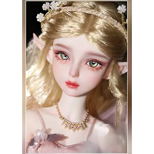 1/4 BJD Doll Elf Ears SD Doll 41.7cm 16.4in Ball Jointed Dolls with Pink Clothes Set Shoes Wig Makeup and Accessories, Best Gift for Girls