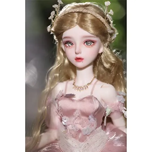 1/4 BJD Doll Elf Ears SD Doll 41.7cm 16.4in Ball Jointed Dolls with Pink Clothes Set Shoes Wig Makeup and Accessories, Best Gift for Girls