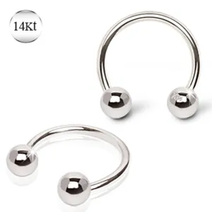 14Kt White Gold Horse Shoes with Ball
