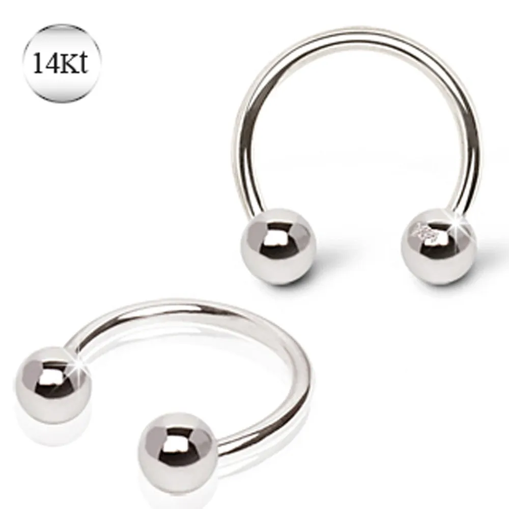 14Kt White Gold Horse Shoes with Ball