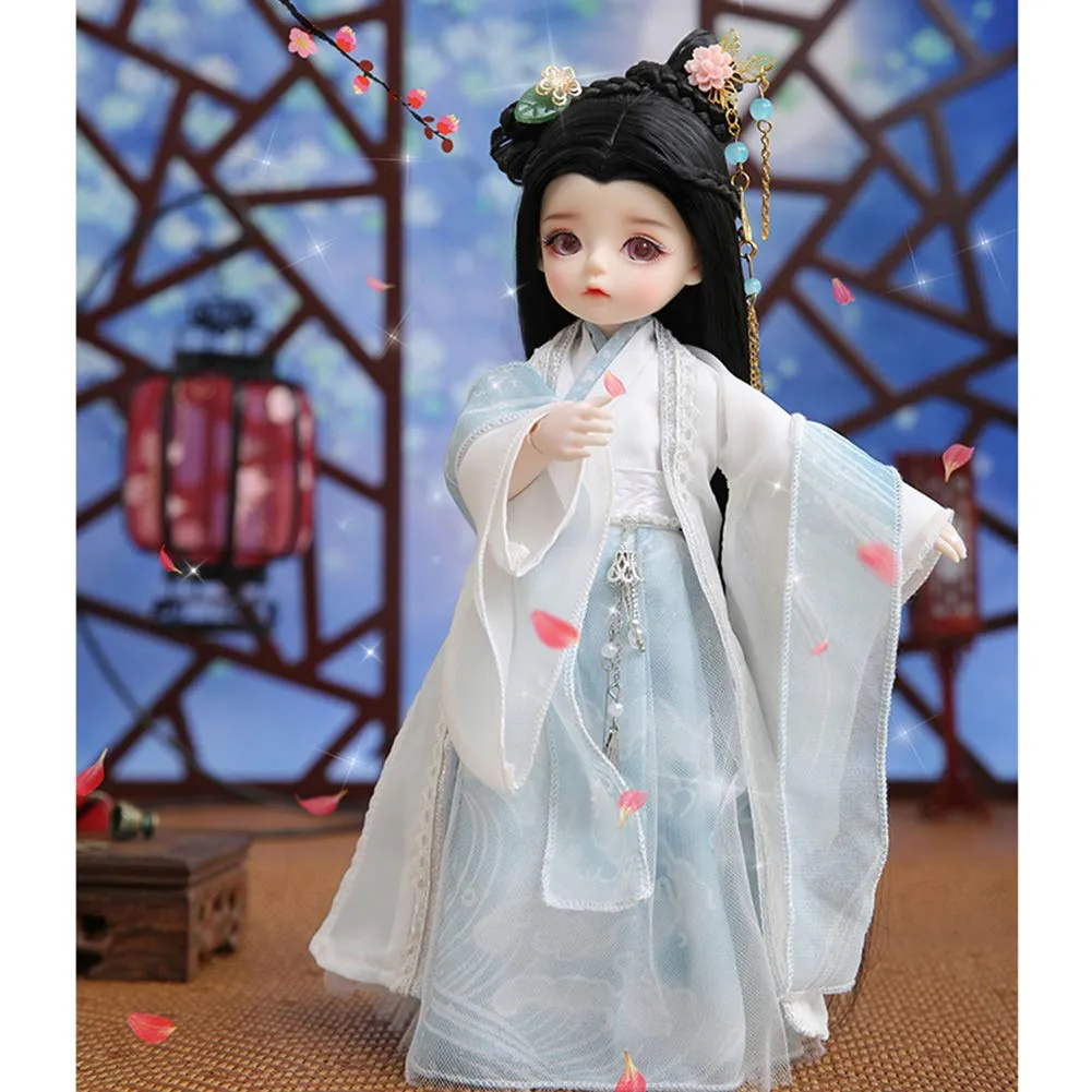1/6 Bjd Doll 26cm 10.2 Inches Sd Doll Hanfu Doll Ball Joint Doll Action Full Set of Pictures   Makeup   Clothes   Wig   Shoes
