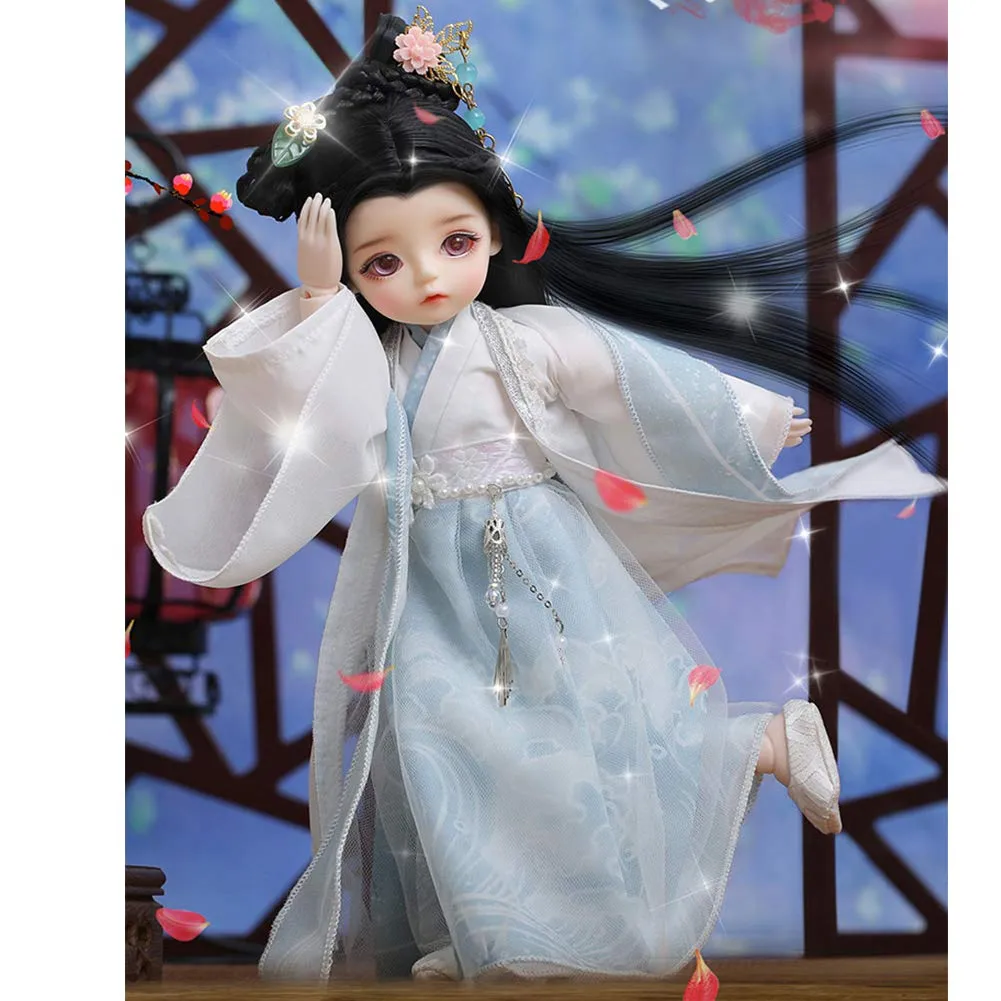 1/6 Bjd Doll 26cm 10.2 Inches Sd Doll Hanfu Doll Ball Joint Doll Action Full Set of Pictures   Makeup   Clothes   Wig   Shoes