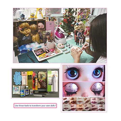 1/6 BJD Doll is Similar to Neo Blythe, 4-Color Changing Eyes Matte Face and Ball Jointed Body, 12 Inch Customized Dolls Can Changed Makeup and Dress DIY, Nude Doll Sold Exclude Clothes (SNO.9)