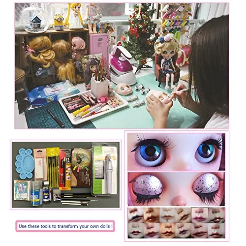 1/6 BJD Doll is Similar to Neo Blythe, 4-Color Changing Eyes Matte Face and Ball Jointed Body Dolls, 12 Inch Customized Dolls Can Changed Makeup and Dress DIY, Nude Doll Sold Exclude Clothes (SNO.11)