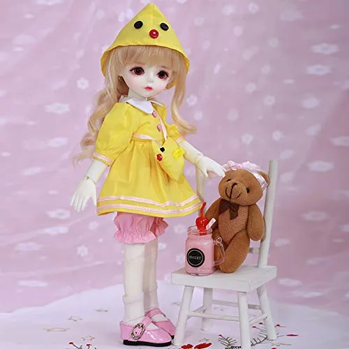 1/6 BJD Doll, SD Dolls 10 Inch 19 Ball Jointed Doll DIY Toys with Clothes Outfit Shoes Wig Hair Makeup, Cosplay Fashion Dolls Best Gift for Girls