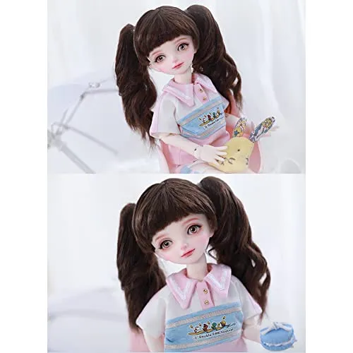 1/6 BJD Dolls 28.2cm Resins Ball Jointed SD Doll with Casual Clothes Set Shoes Wig Makeup Face, Best Birthday Gifts for Girls