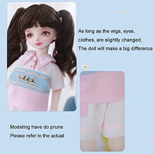 1/6 BJD Dolls 28.2cm Resins Ball Jointed SD Doll with Casual Clothes Set Shoes Wig Makeup Face, Best Birthday Gifts for Girls