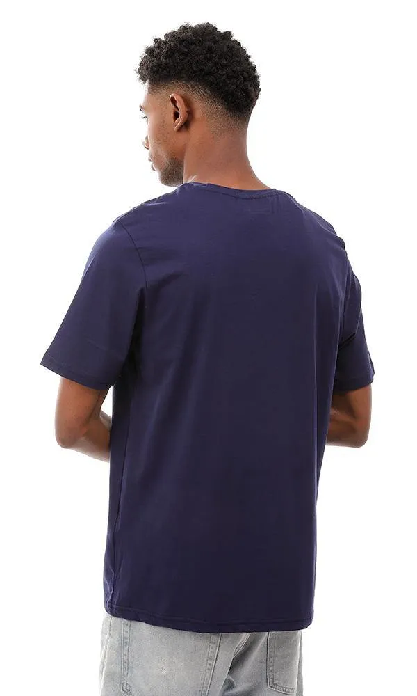 95226 Printed Casual Slip On Navy Blue T-Shirt