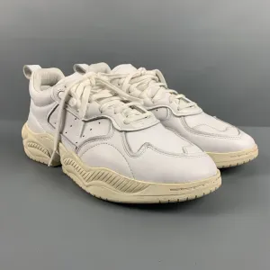 ADIDAS Size 10 White Leather Chunky Heel Sneakers