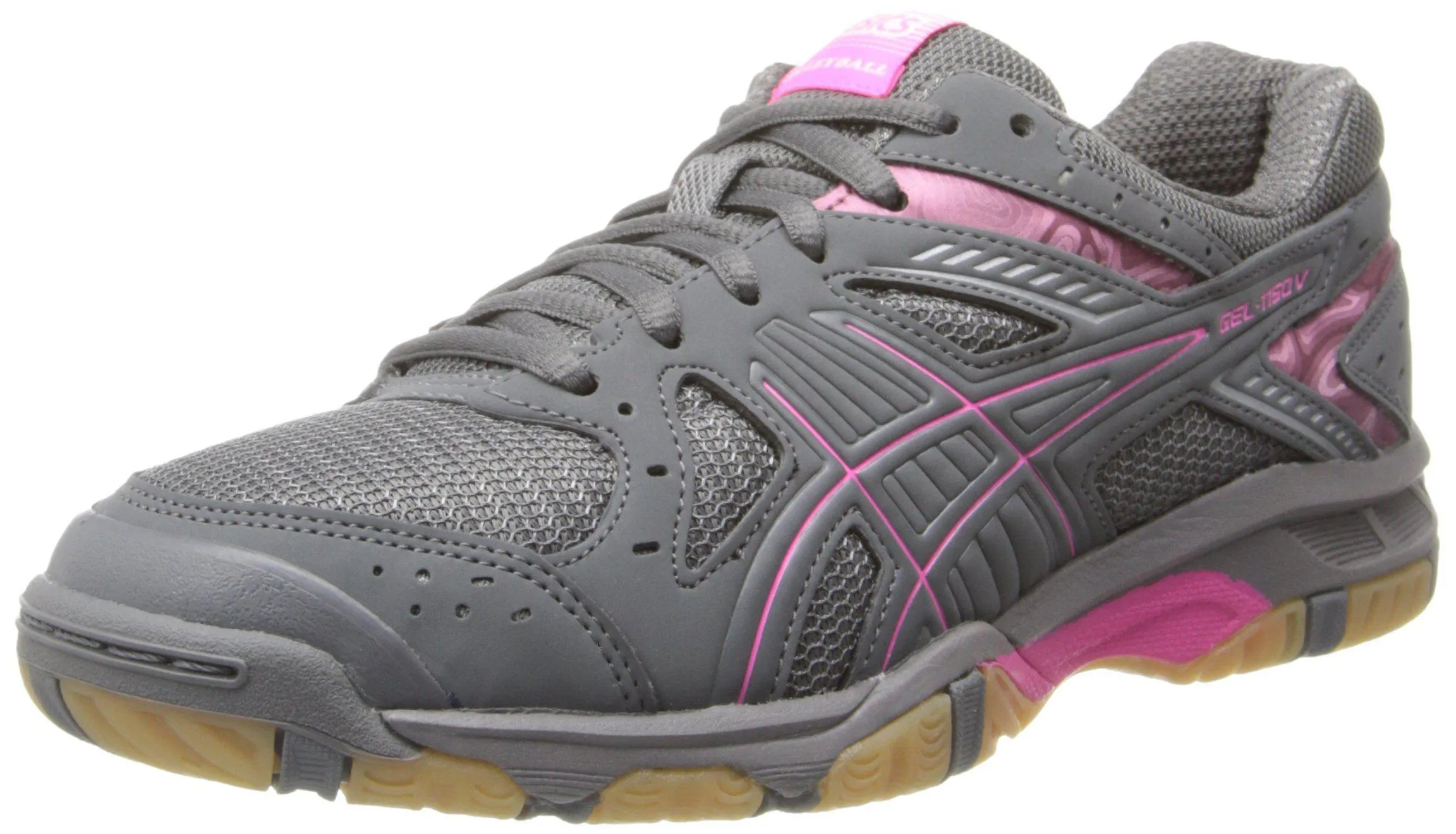 ASICS Women's Gel 1150V Volley Ball Shoe,Smoke/Knock Out Pink/Silver,9 M US