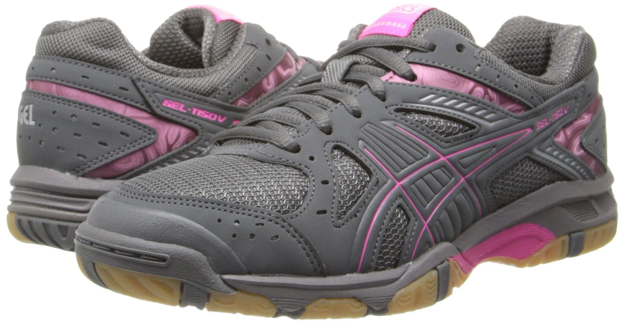 ASICS Women's Gel 1150V Volley Ball Shoe,Smoke/Knock Out Pink/Silver,9 M US