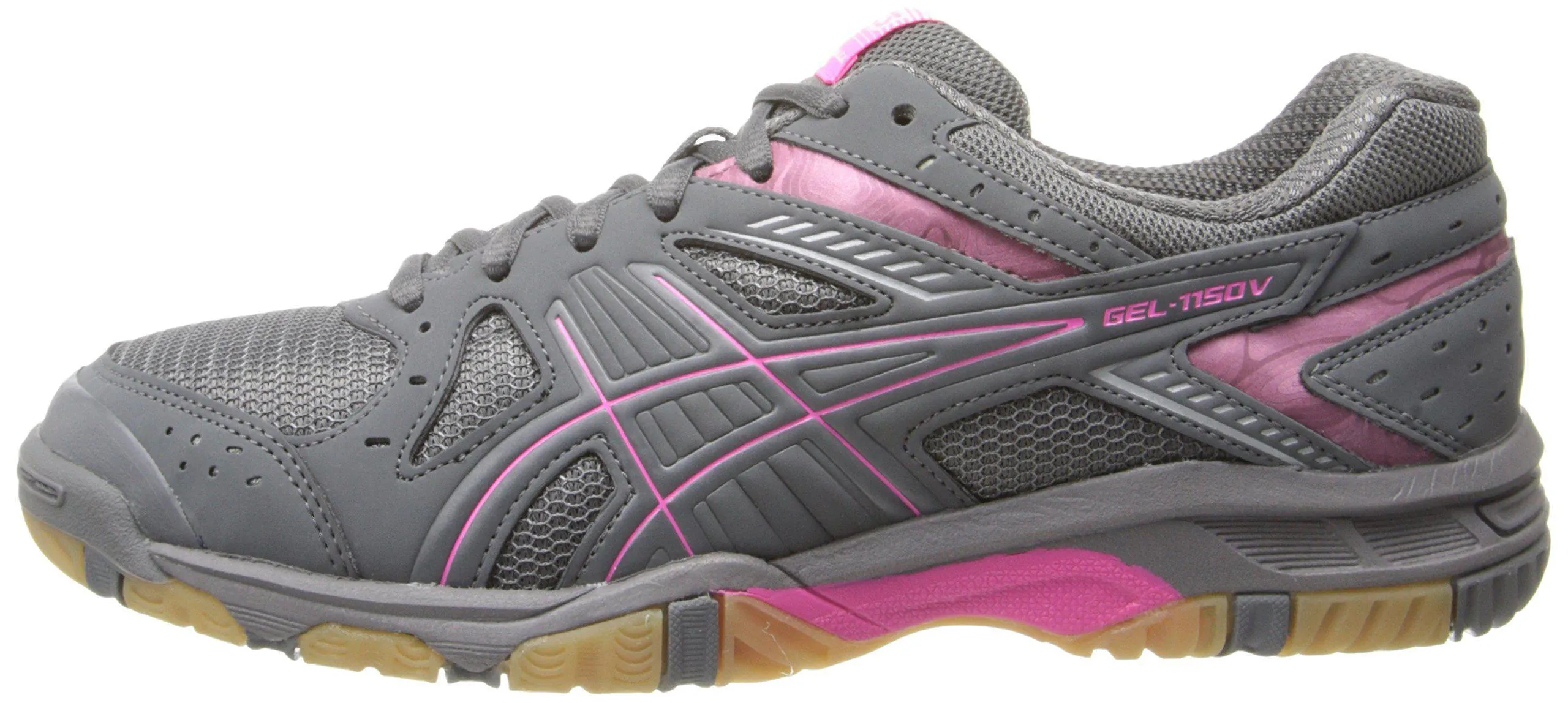 ASICS Women's Gel 1150V Volley Ball Shoe,Smoke/Knock Out Pink/Silver,9 M US
