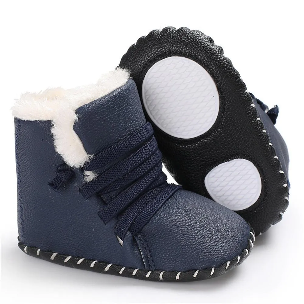 Baby Unisex PU Elastic Band Fur Boots Baby Shoes Wholesale