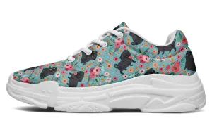 Black Pug Flower Chunky Sneakers