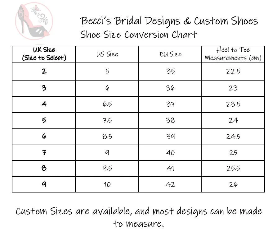 Block Heel Wedding Shoes with Crystal Ankle Strap Size UK5/US7.5