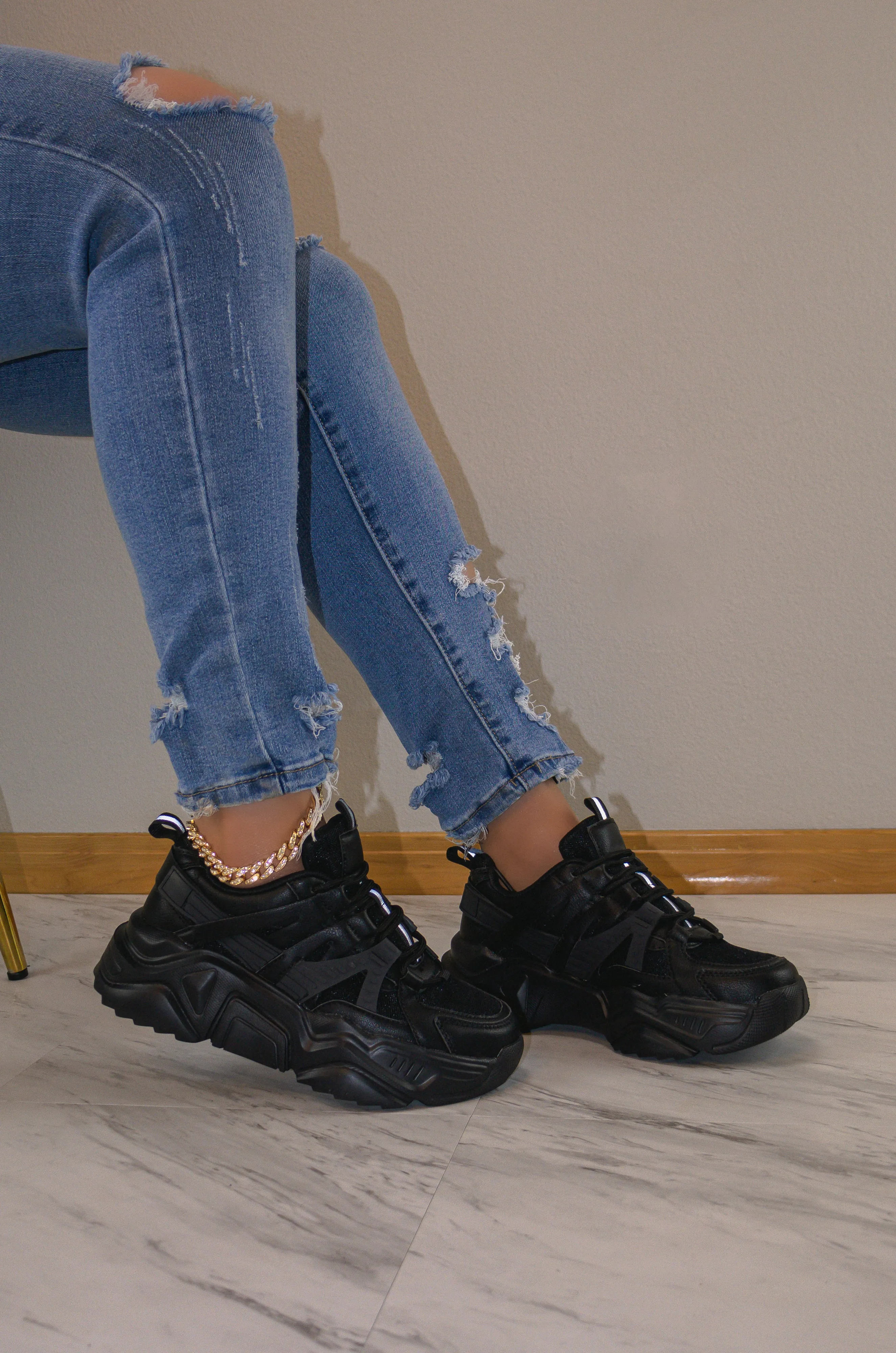 Briella - Wide Fit Chunky Lace Up Sneakers, Comfortable Platform Shoes for Women, Trendy Casual Footwear, Everyday Stylish Sneakers