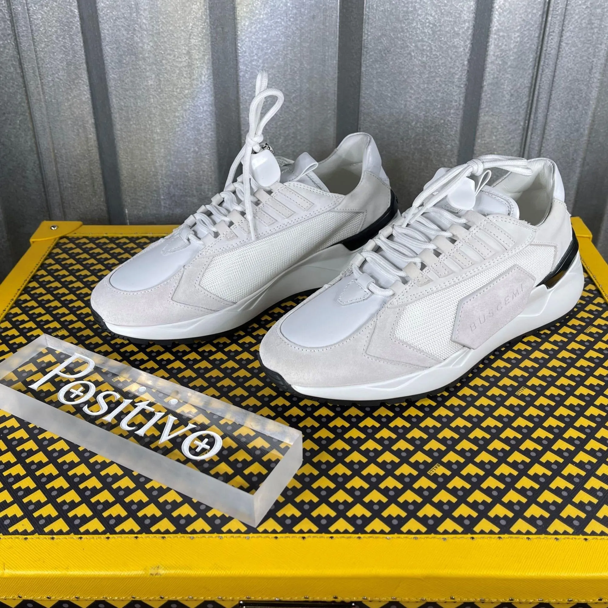 Buscemi Womens Run 2 White Suede Sneakers