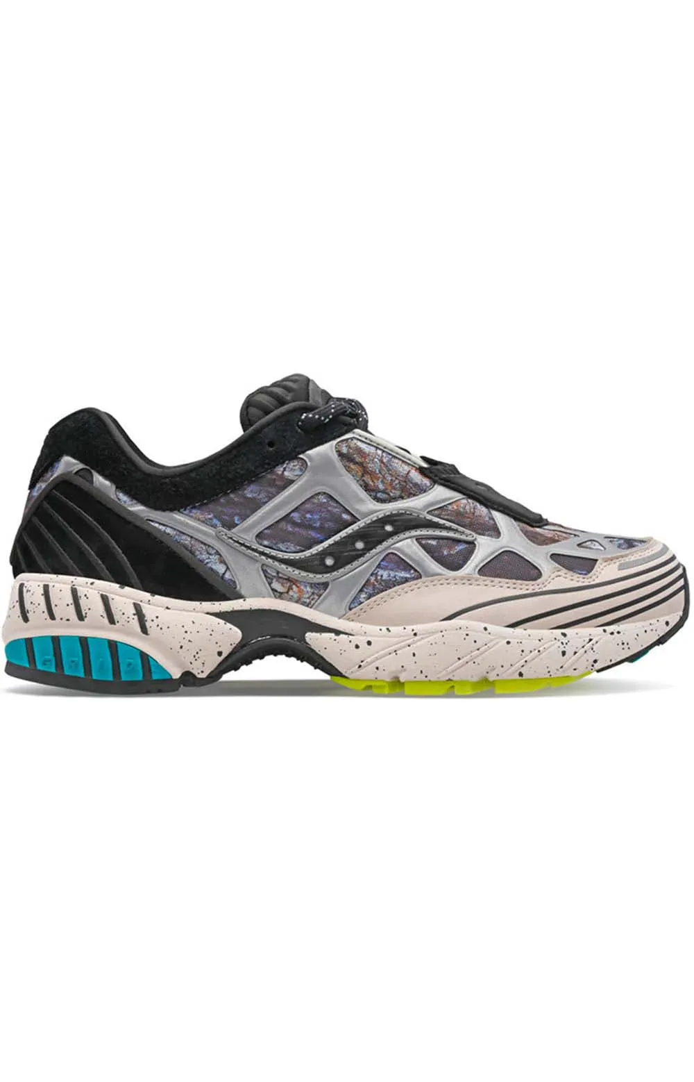 Camouflage Grid Web Running Shoes Men’s Grey/Black Suede