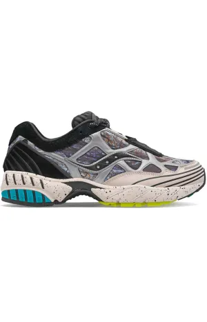 Camouflage Grid Web Running Shoes Men’s Grey/Black Suede