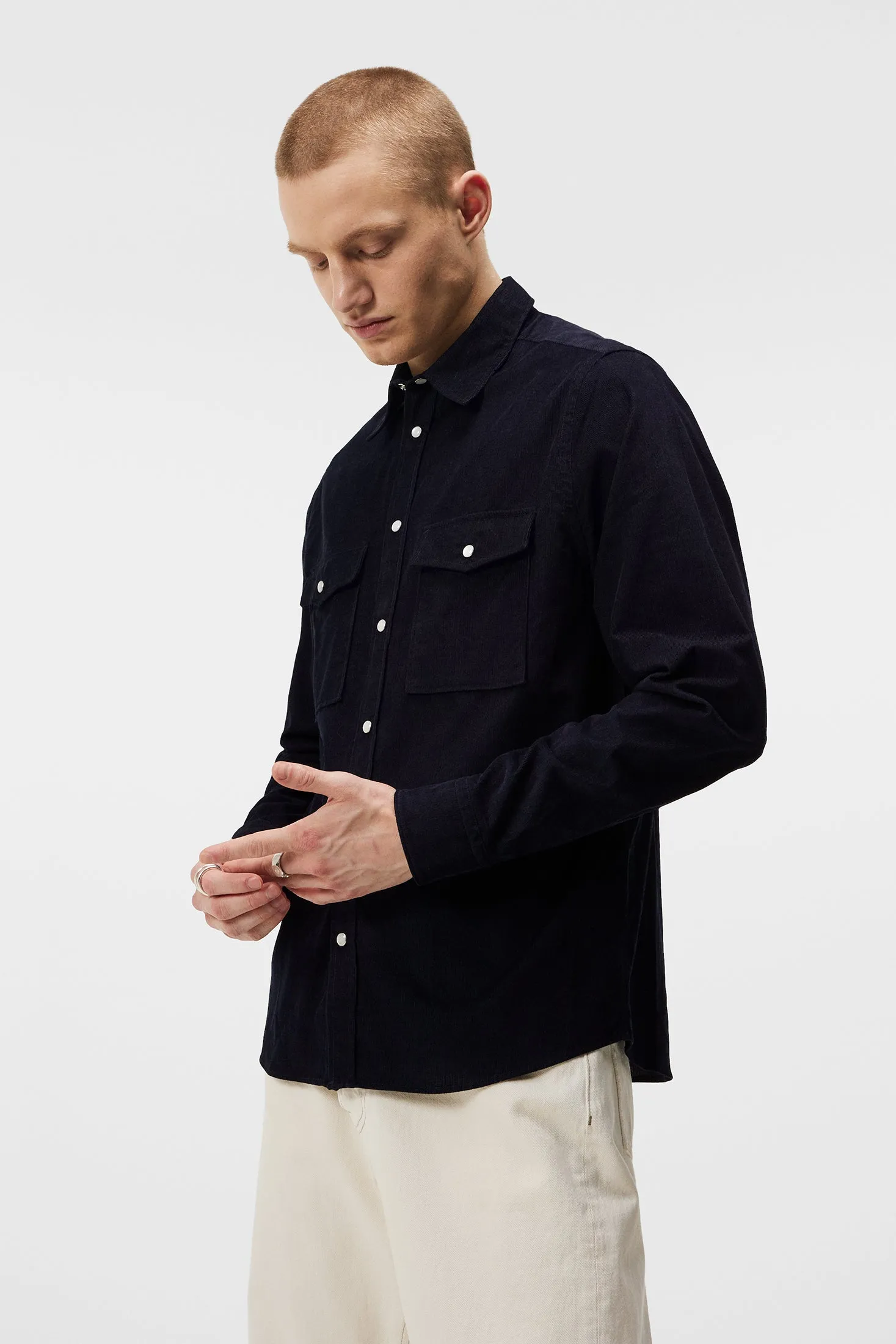 Carlos Reg Cord Shirt / JL Navy