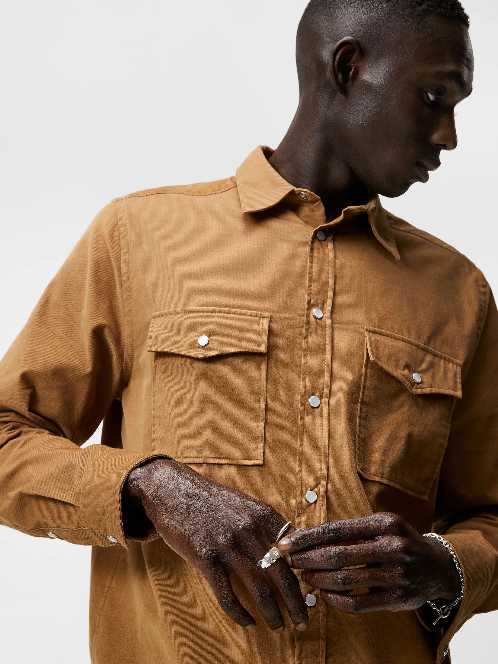 Carlos Reg Cord Shirt / Tiger Brown