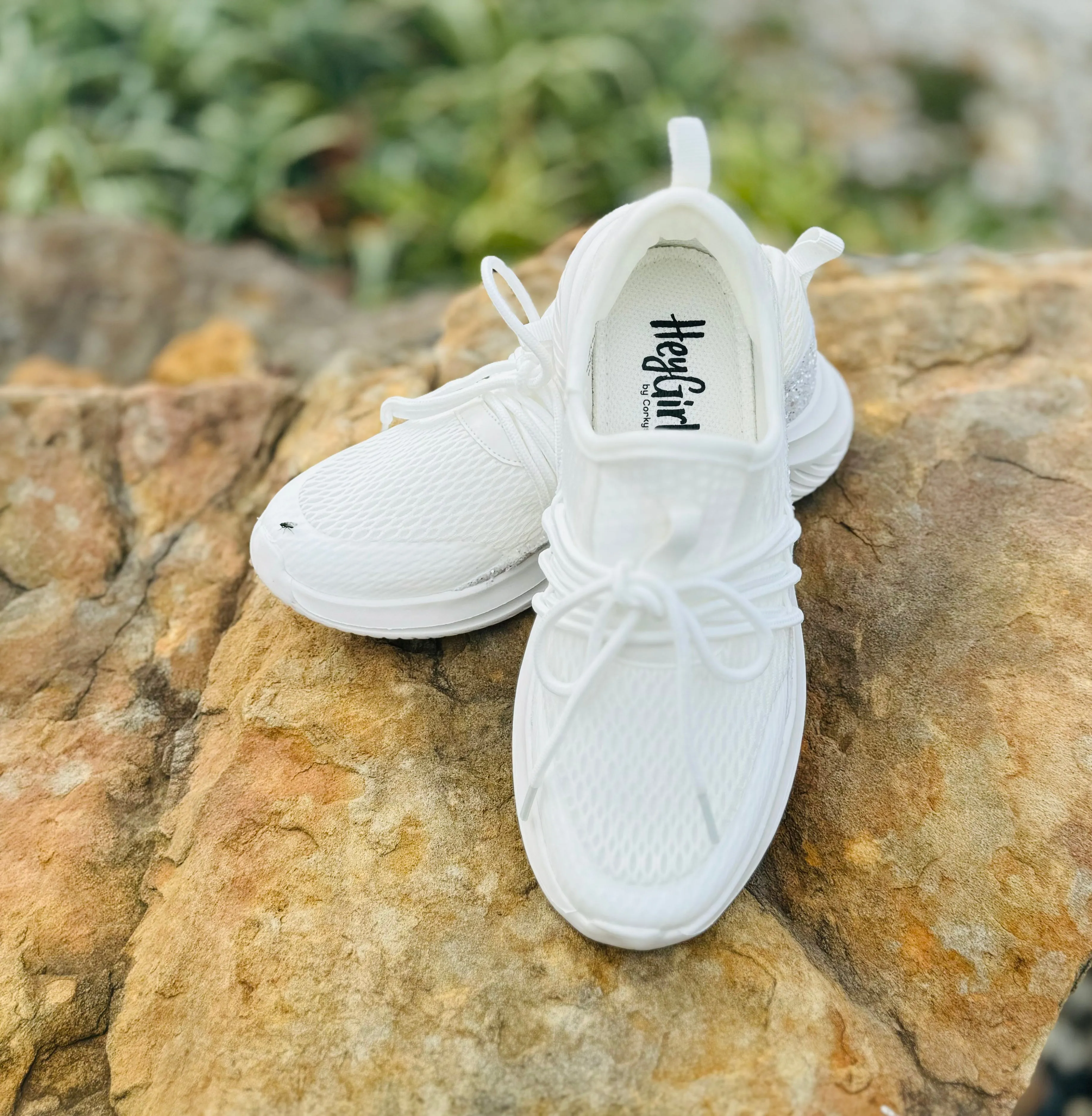 Corkys Hey Girl "Soft Serve" Sneaker in White Chunky Glitter Final Sale