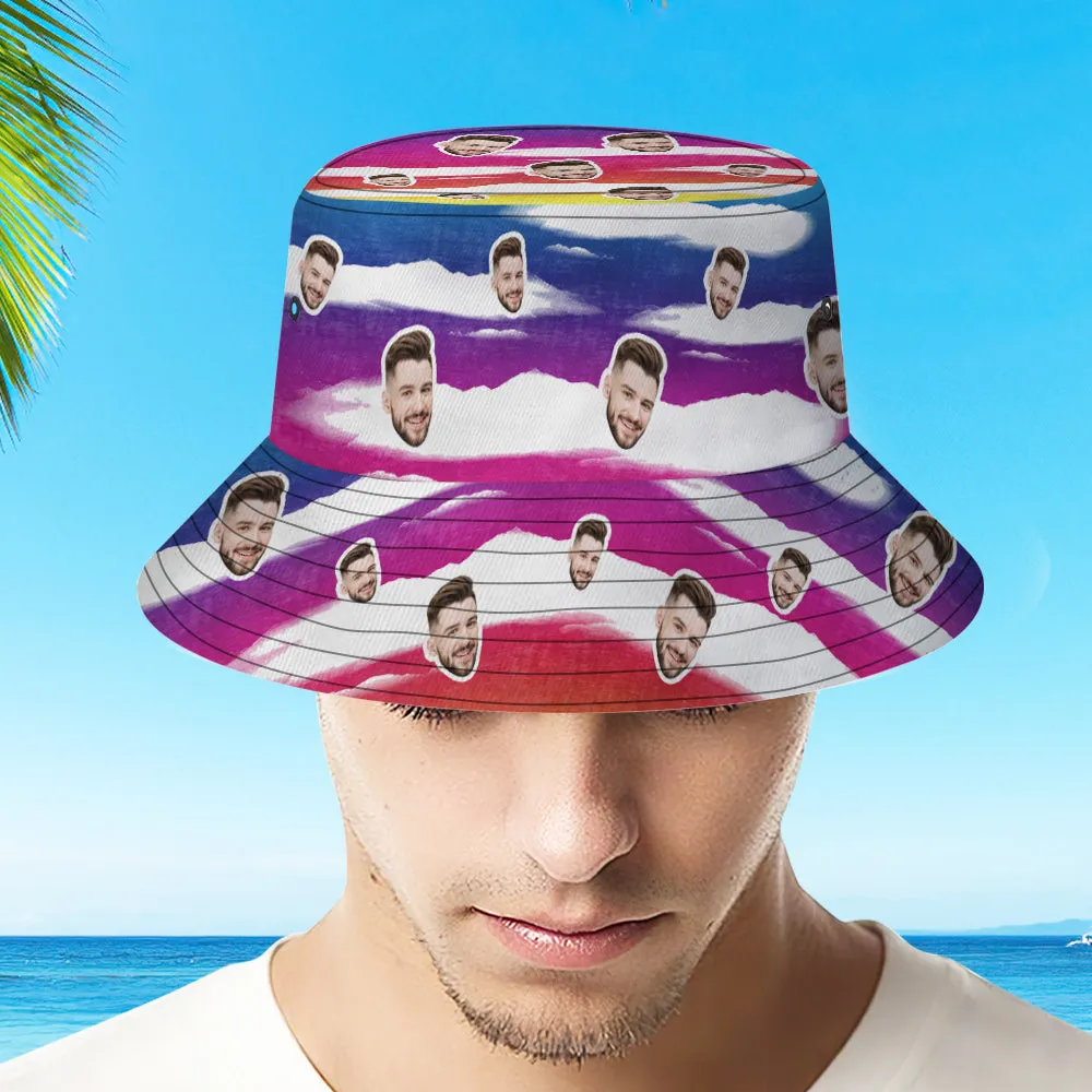 Custom Bucket Hat Unisex Face Bucket Hat Personalised Wide Brim Outdoor Summer Cap Hiking Beach Sports Hats Tie Dye Multicolor