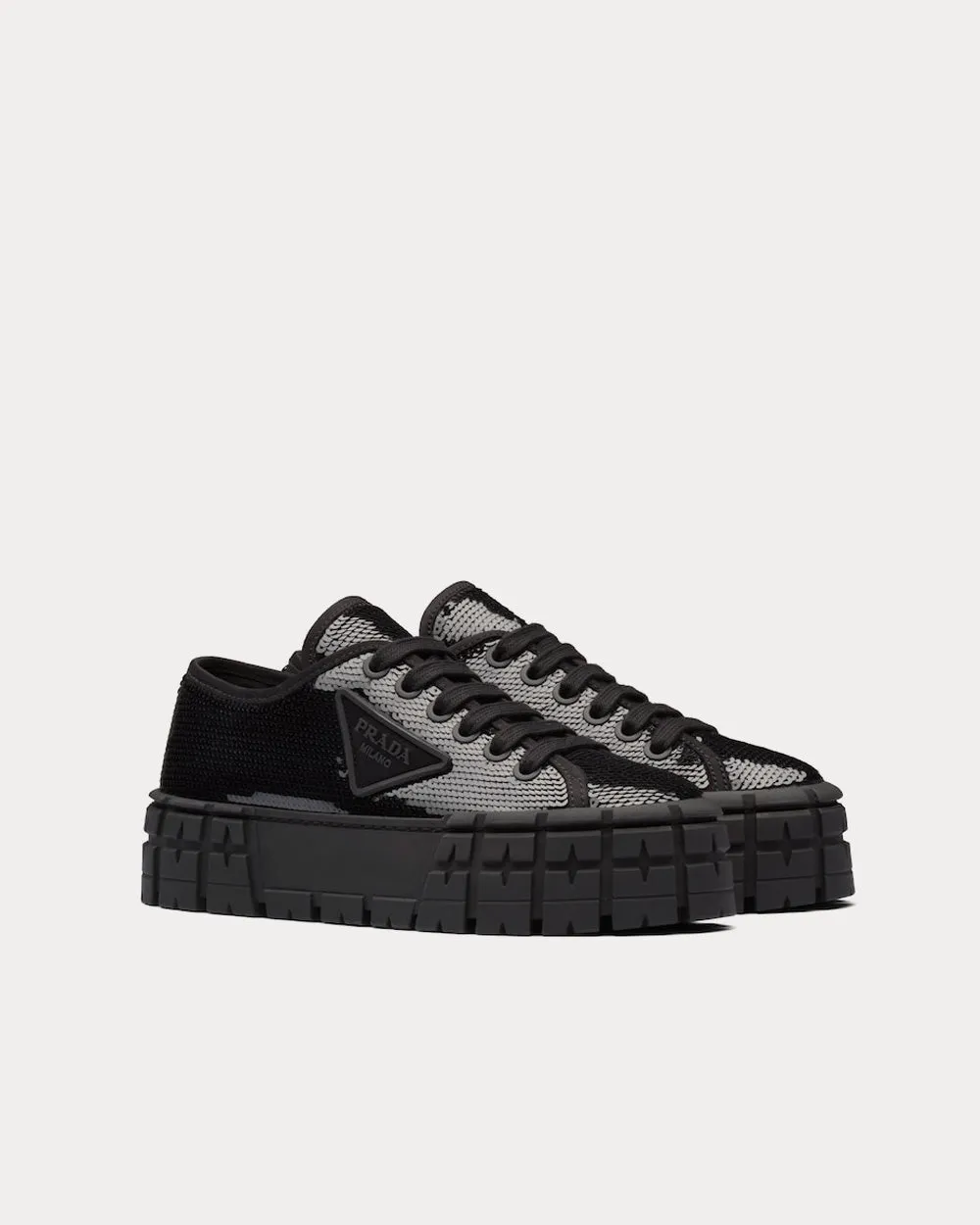 Double Wheel Sequin Black Low Top Sneakers