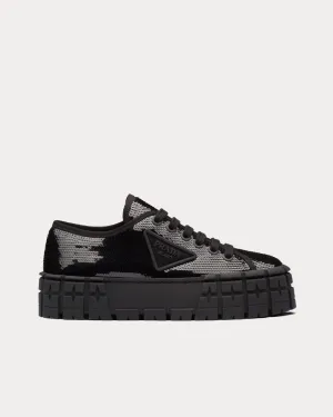 Double Wheel Sequin Black Low Top Sneakers