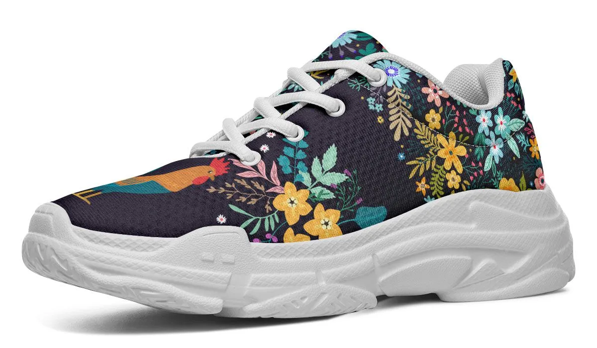 Floral Rooster Chunky Sneakers