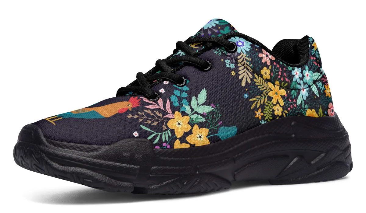 Floral Rooster Chunky Sneakers