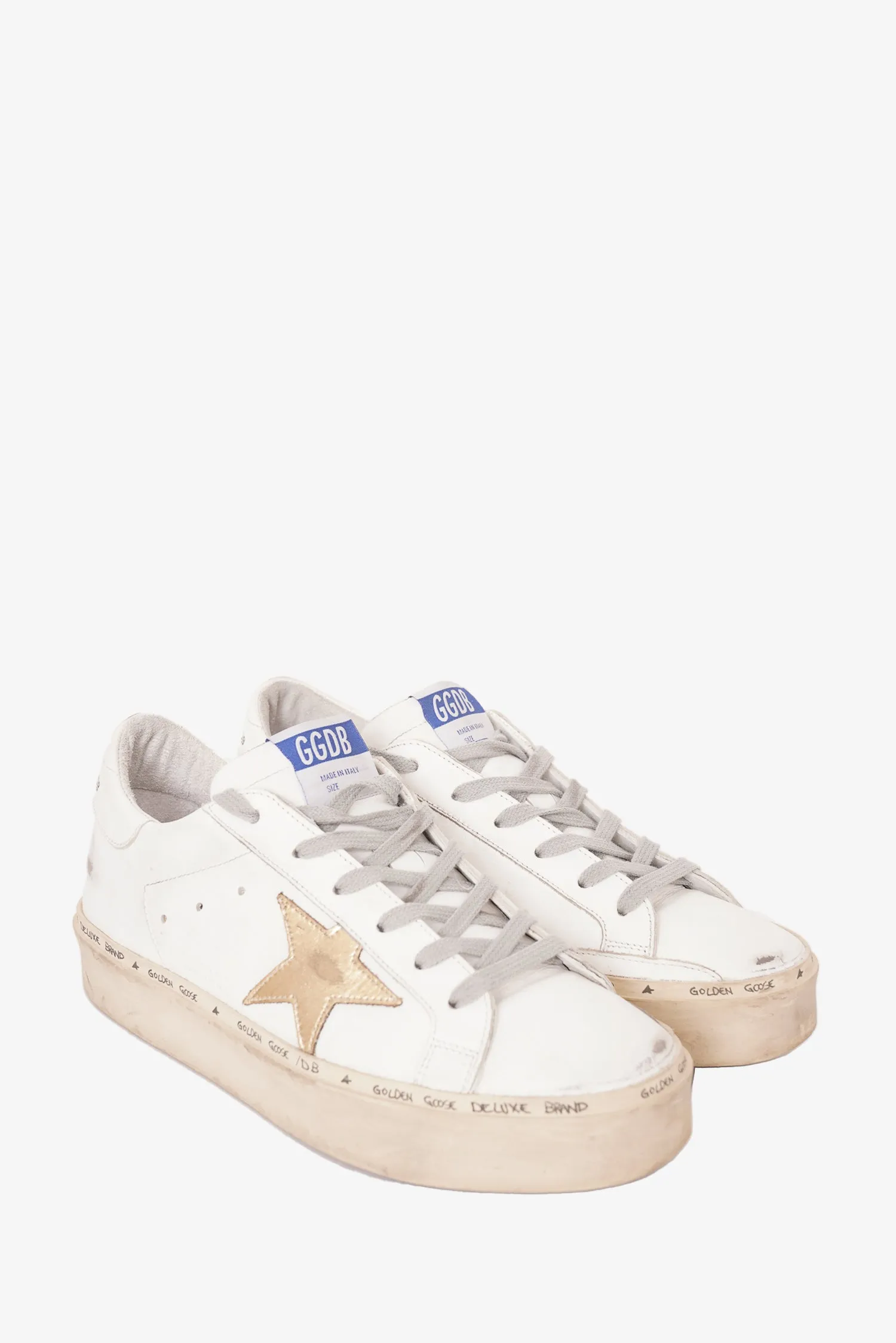 Golden Goose White Leather/Metallic 'Ball Star' Sneakers Size 39