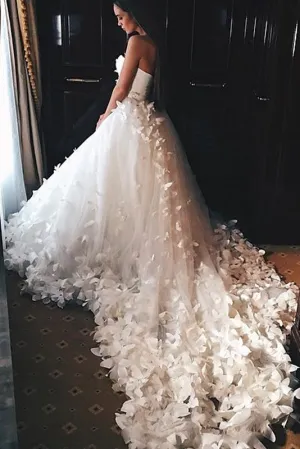 Gorgeous Sweetheart Ball Gown Wedding Dresses with Appliques Beach Wedding Gown N1787