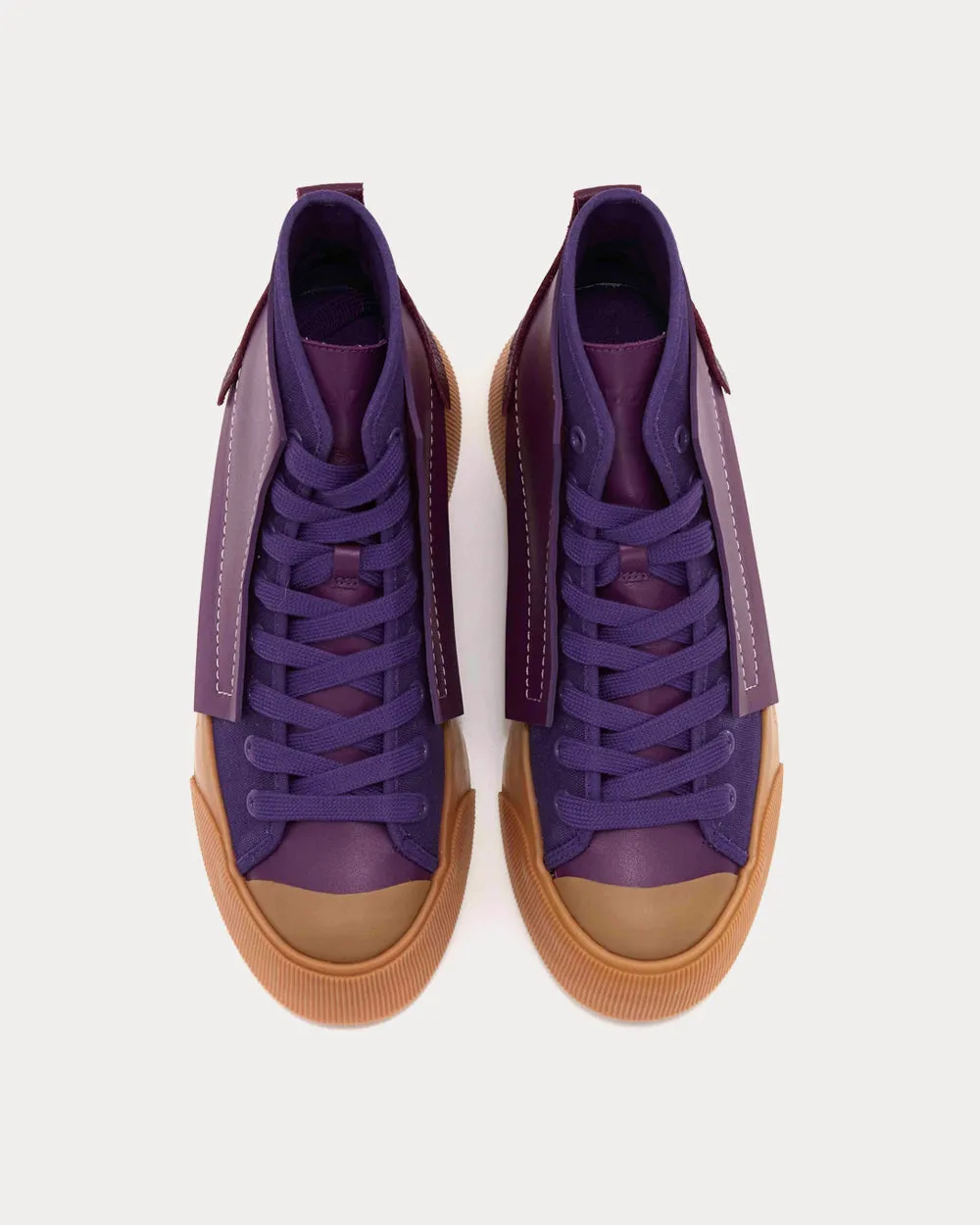 Leather and Canvas Purple High Top Sneakers