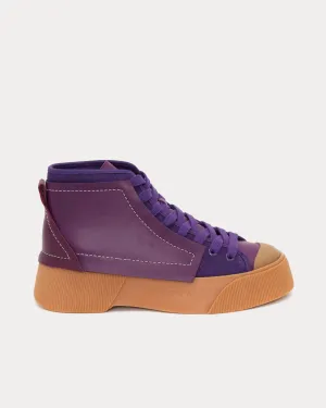Leather and Canvas Purple High Top Sneakers
