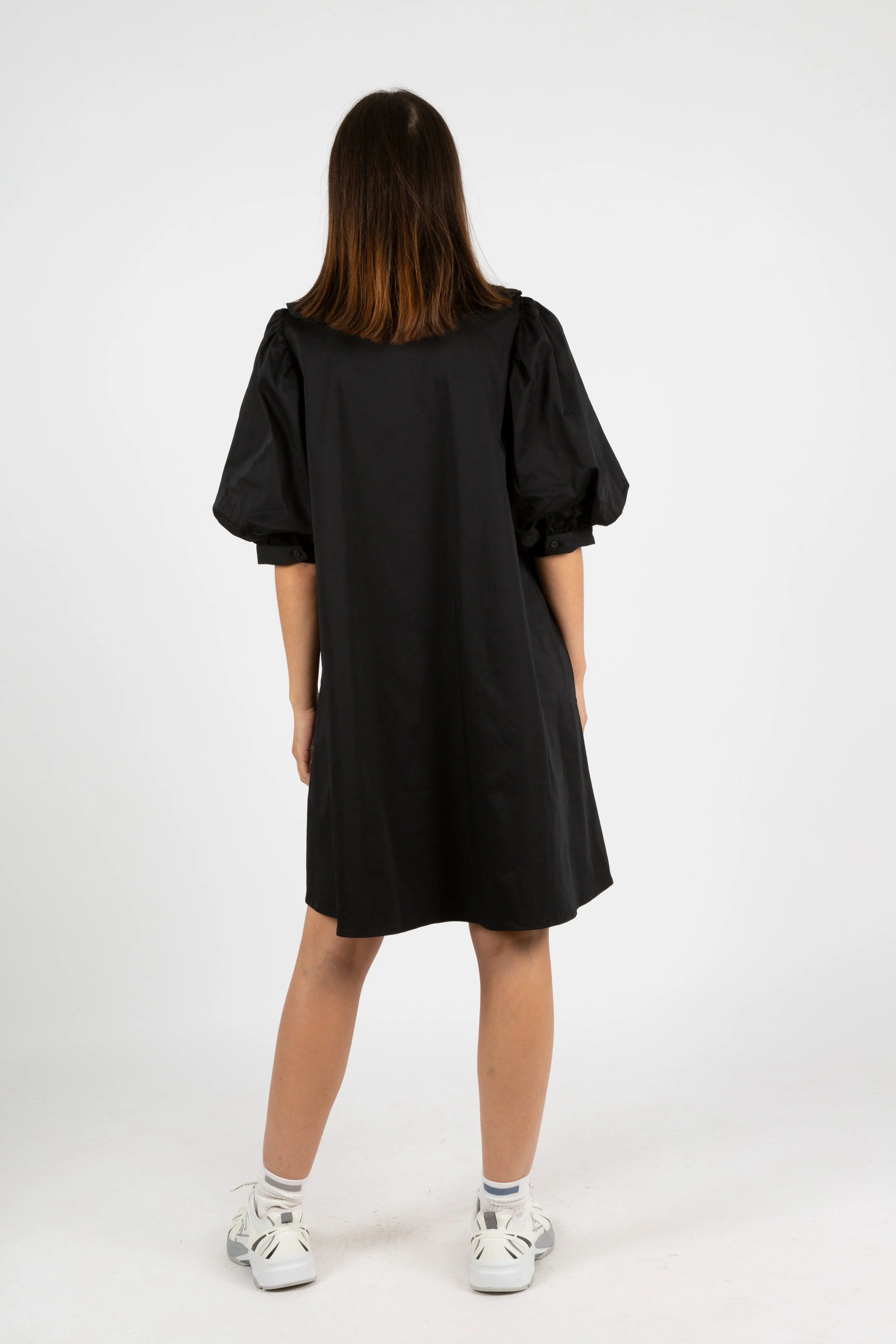 Lovely Solid Dress - Black