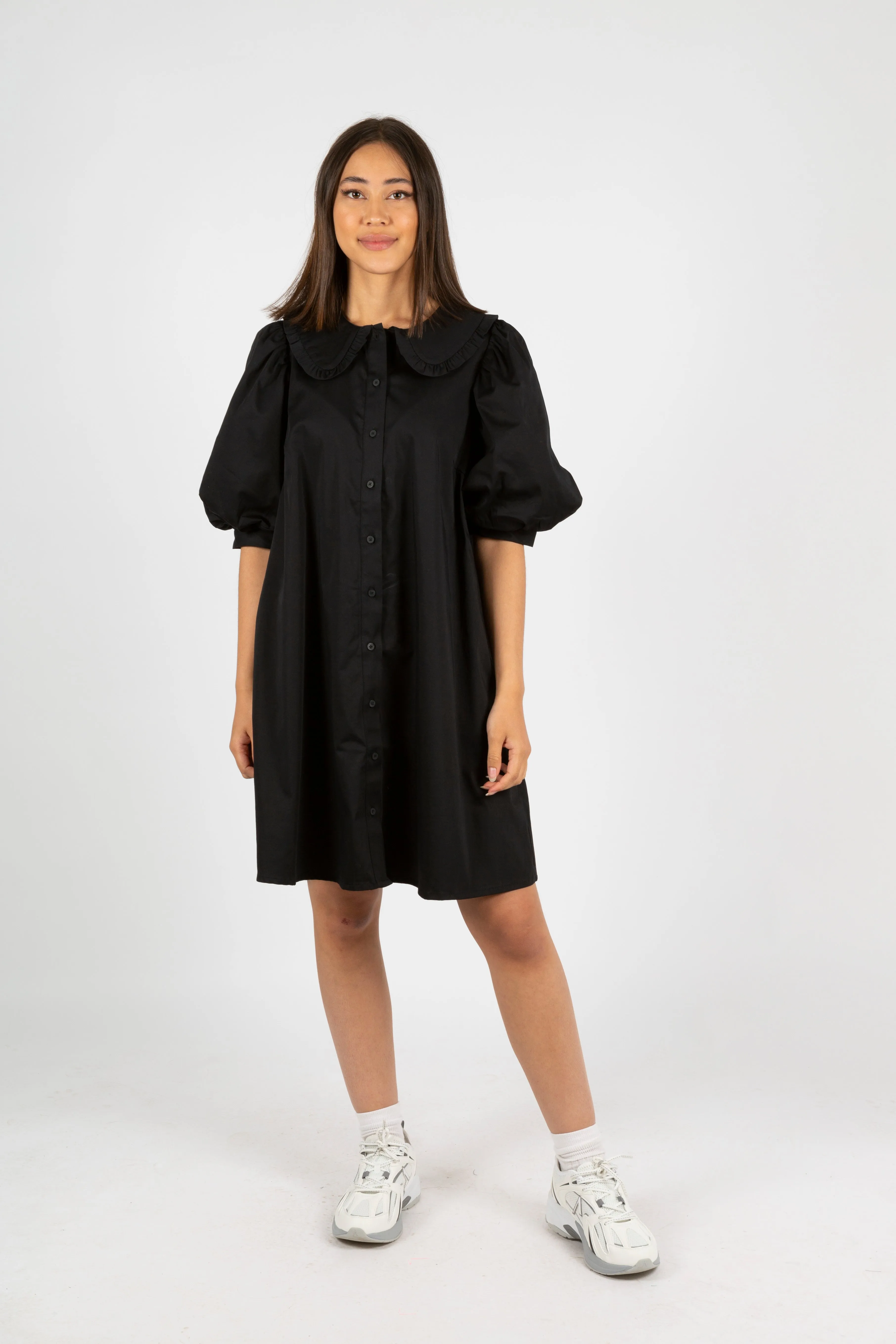 Lovely Solid Dress - Black