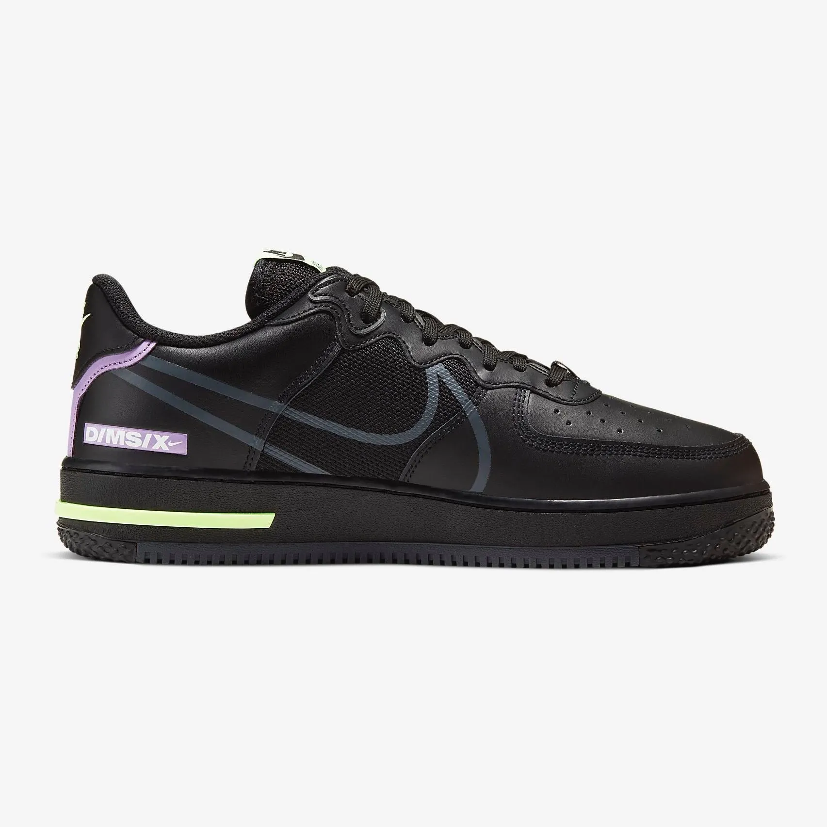 Men's Nike Air Force 1 React (Black/Violet Star/Barely Volt/Anthracite)(CD4366-001)
