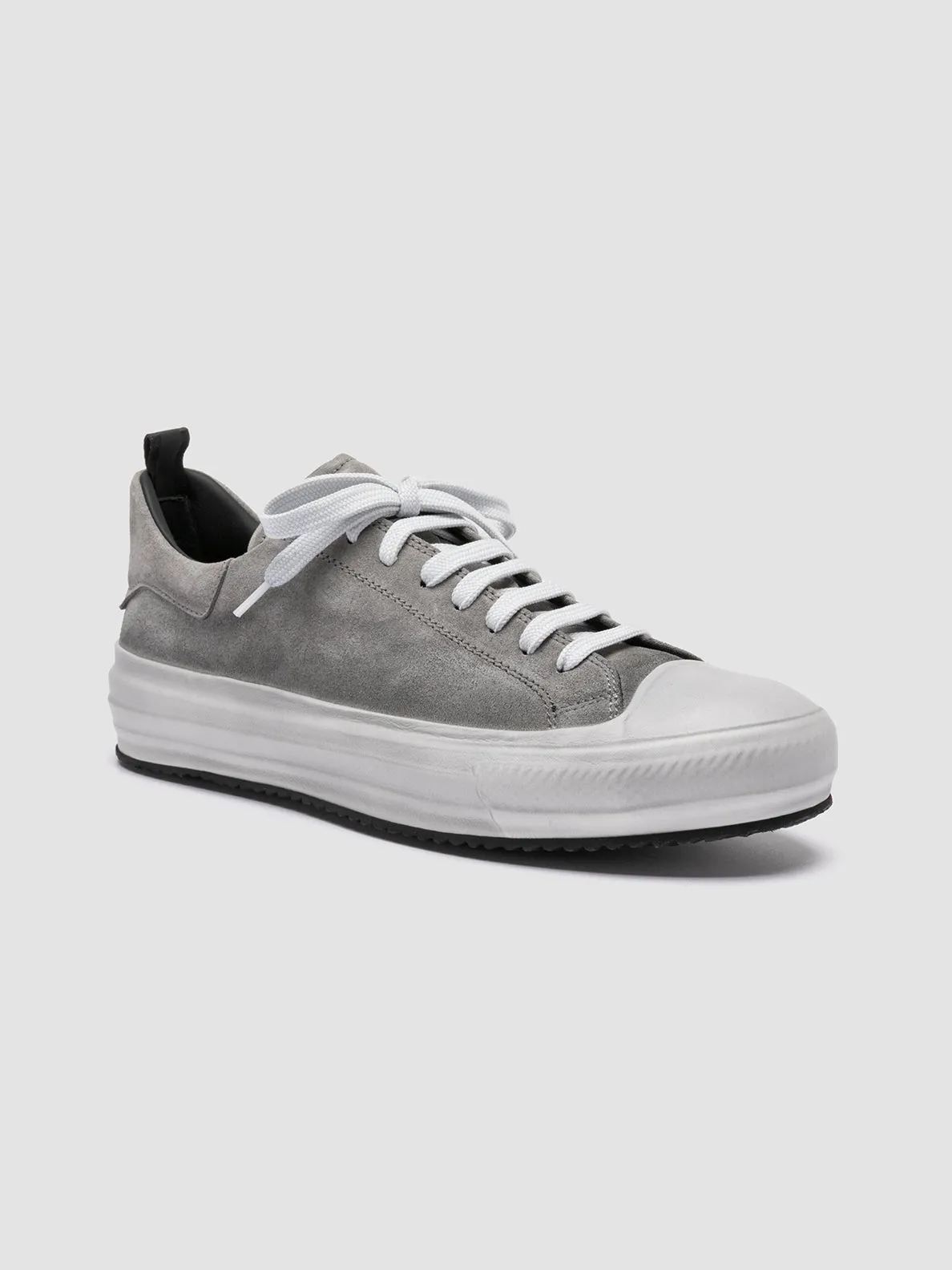 MES 009 - Grey Leather and Suede Low Top Sneakers