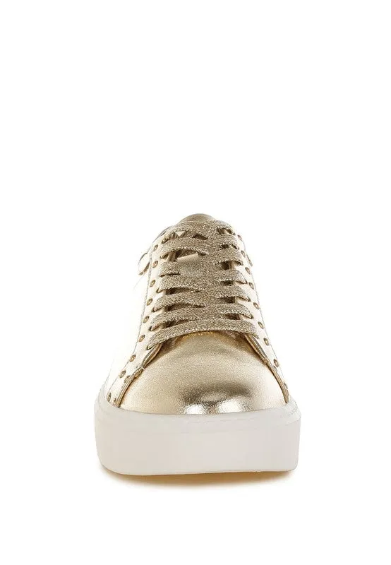 Metallic Pleather Chunky Sneakers