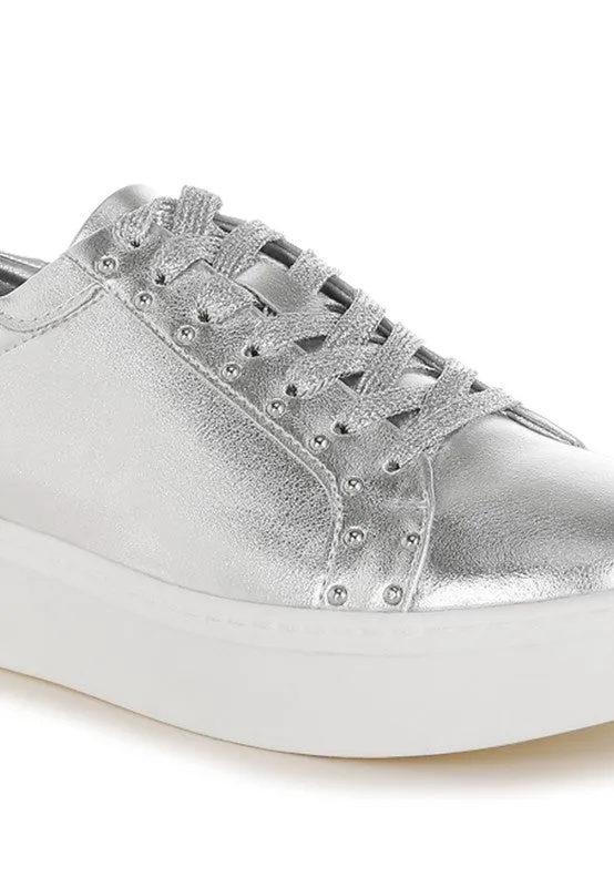 Metallic Pleather Chunky Sneakers
