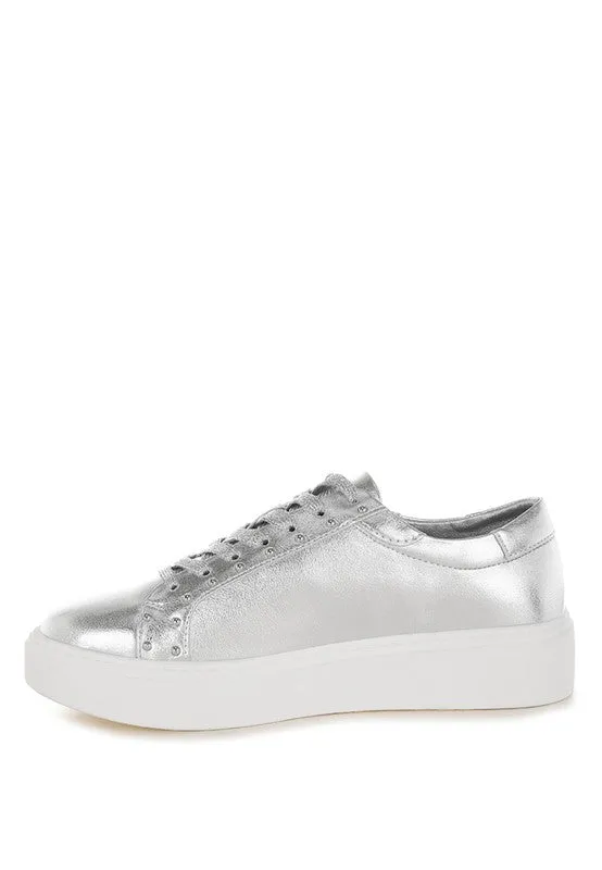 Metallic Pleather Chunky Sneakers