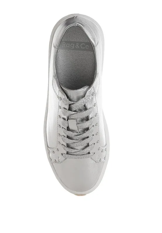 Metallic Pleather Chunky Sneakers