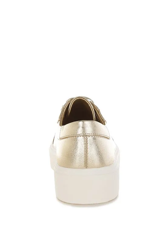 Metallic Pleather Chunky Sneakers