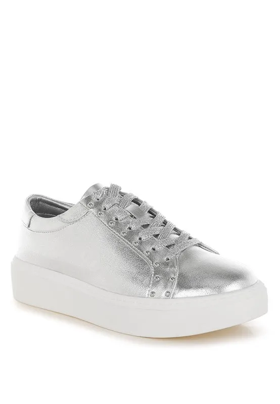 Metallic Pleather Chunky Sneakers