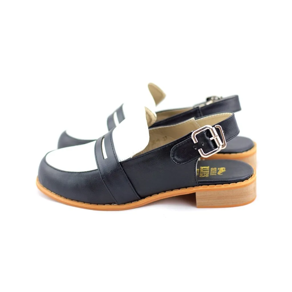 Michelle black masculine penny ball flats