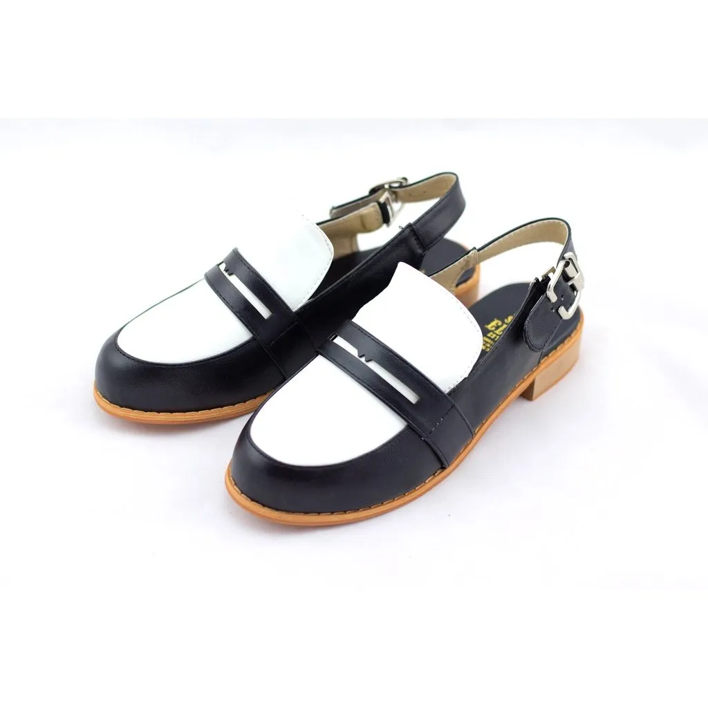 Michelle black masculine penny ball flats
